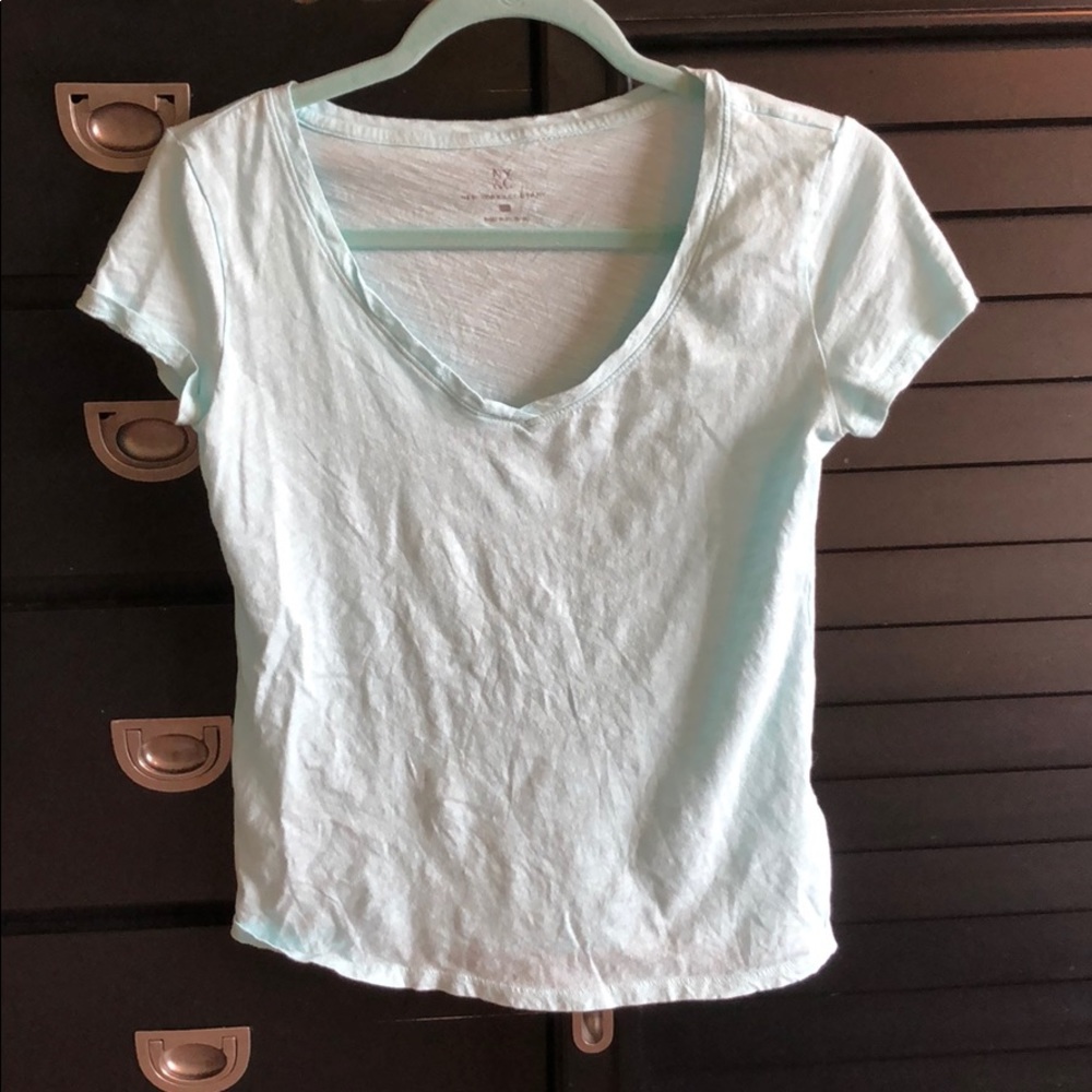 light blue v-neck T-shirt